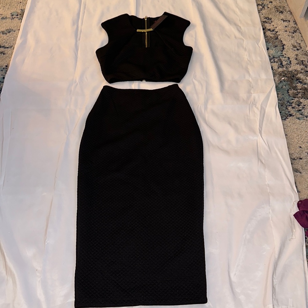 Black and Gold Skirt/Tank Set